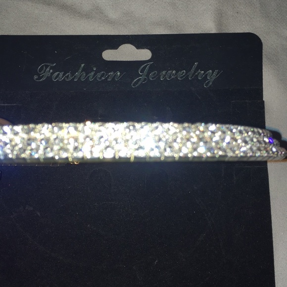 Three Row Rhinestone Collar Necklace - Picture 3 of 6